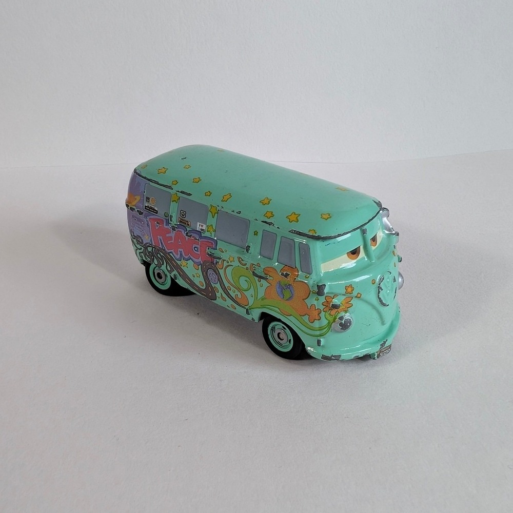 Disney Pixar Cars Fillmore VW Bus Diecast Metal Hippie Van Peace Love 2005